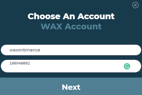 Choose an Account to send WAXP