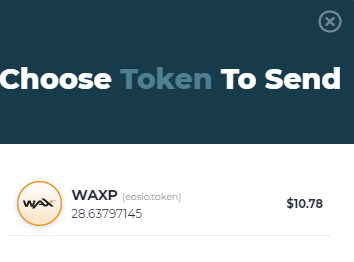 WAXP Token to send