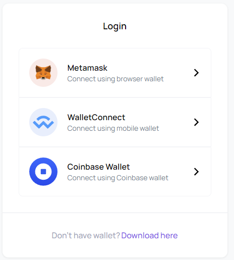 Polygon Connect Wallet Options